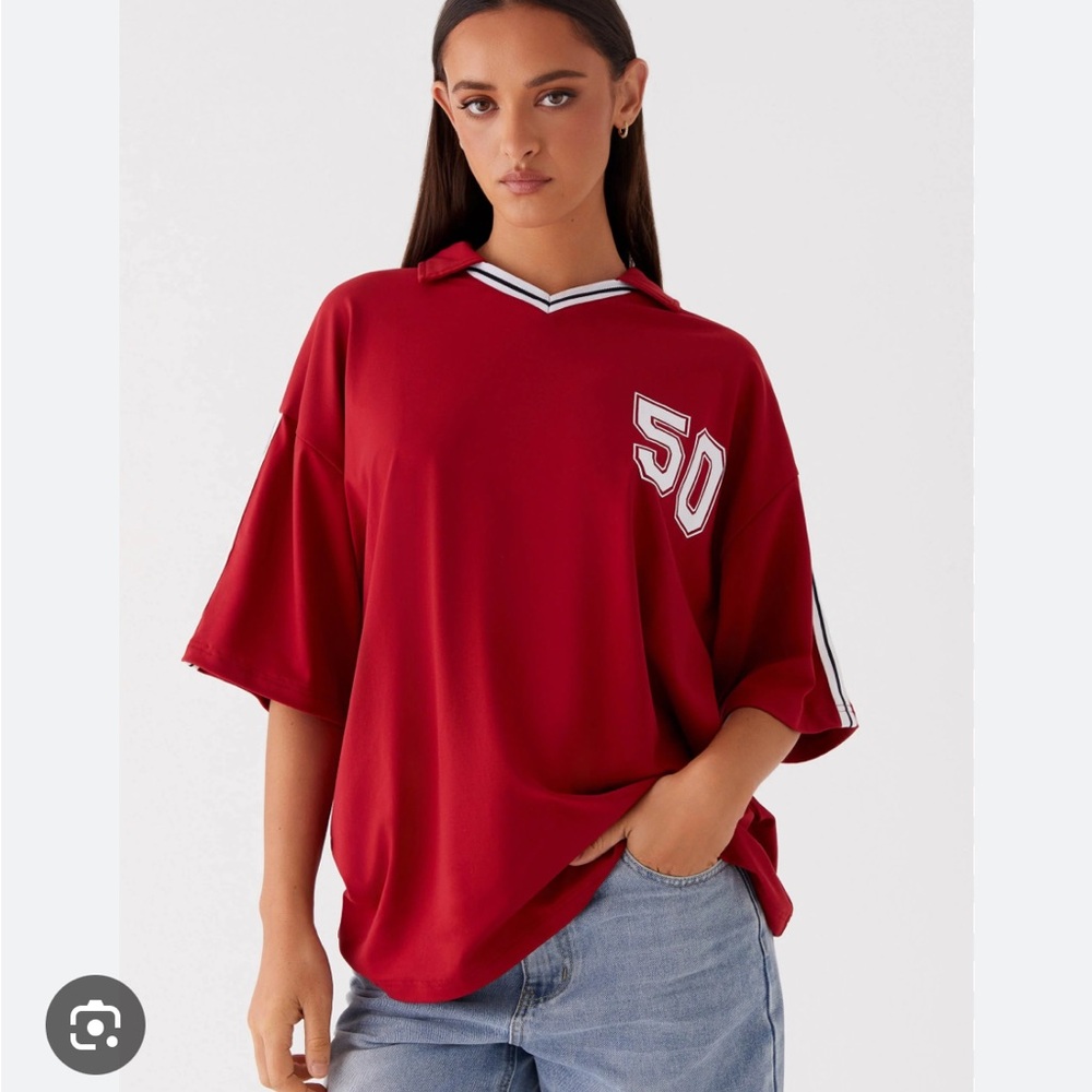 Peppermayo Red Sporty Jersey Top